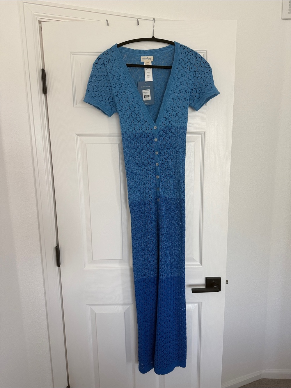 Blue Crochet Knit Maxi Dress - capittana